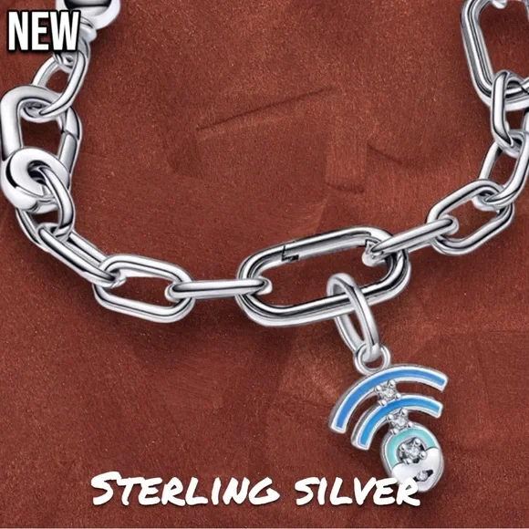 New .925 Sterling Silver Charm bracelet (charms not included) with rainbow stone - Picture 4 of 8